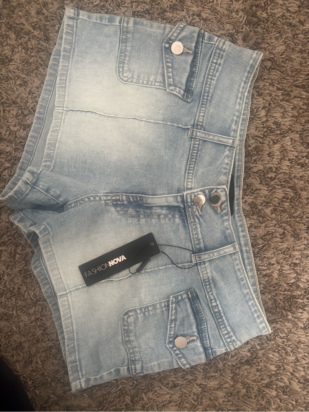 Fashion Nova Faded Light Blue High-Rise Denim Shorts